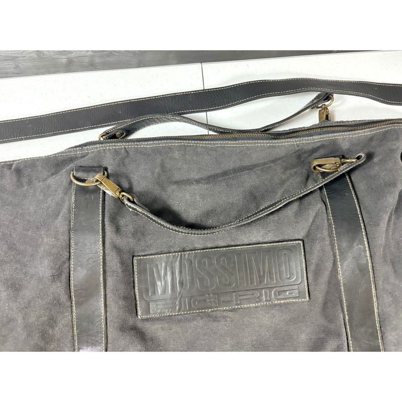 Mossimo Big Rig Black Canvas Leather Trim Duffel Bag Tool Travel Gym Luggage gallery
