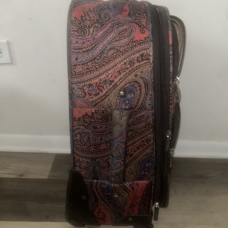 CHAPS Ralph Lauren Paisley Rolling Carry-on Bag Zippered Pockets 24” X 15” X9” gallery