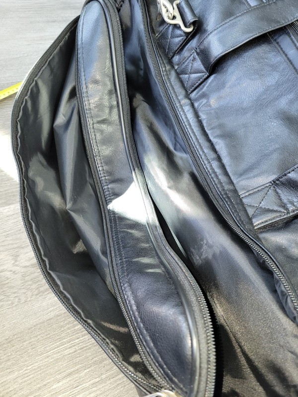 Black Leather (Synthetic) Roller Carry On Bag With Shoulder Strap gallery