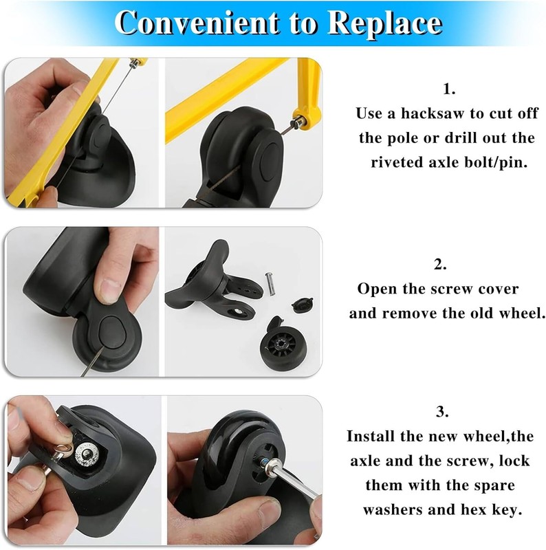 80mm Rubber Suitcase Wheels Set with Axles for Easy Installation and Repair gallery