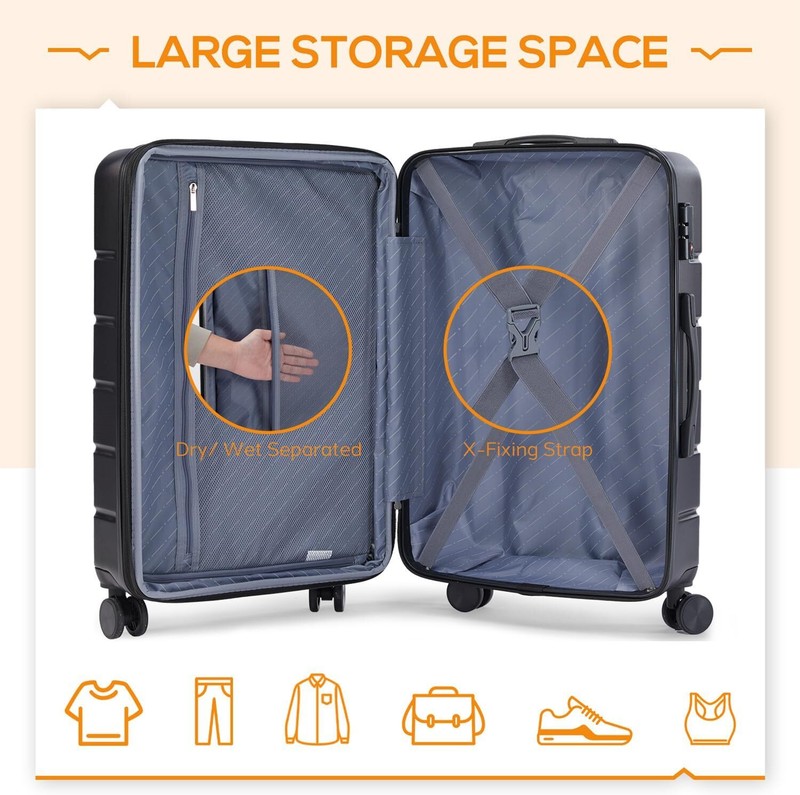 TSA Lock Suitcase Hard Shell Rolling Expandable Lightweight Carry-On Luggage gallery