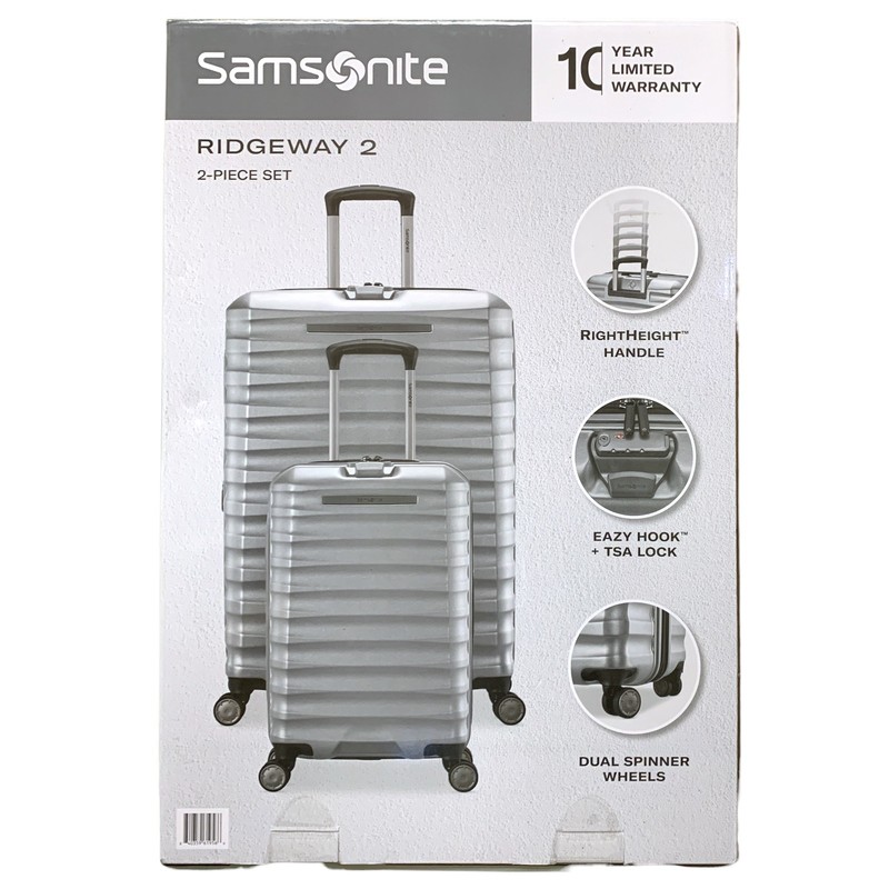 Samsonite Ridgeway II 2-Piece Hardside Set, Checked & Carry-On Spinners, Silver