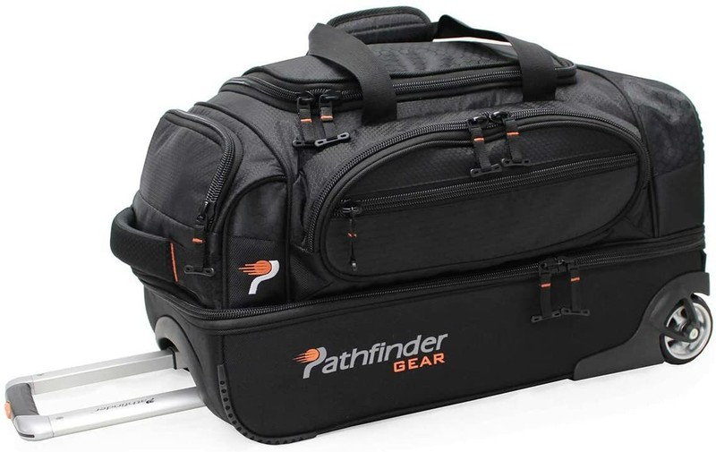 New Pathfinder Gear 22 Inch Rolling Drop Bottom Durable Travel Duffel Bags Black