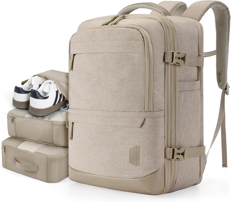 BAGSMART Compression Travel Backpack, 40L Expandable Carry On Backpack with Pack
