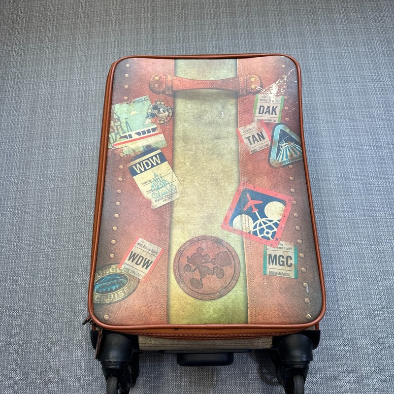 Vintage Walt Disney World Suitcase Travel Carry On Spinner Tags Mickey Mouse *