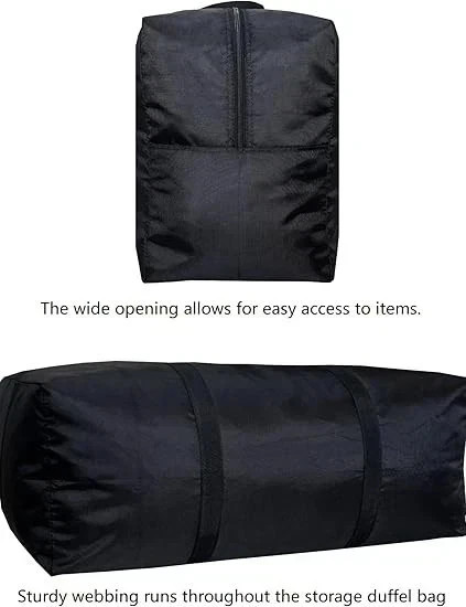 Extra Large Storage Duffle Bag with Zippers and Handles, Black Big Foldable gallery