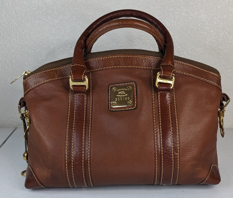 HCL Hartmann Collection Leather Brown Satchel Handbag Purse