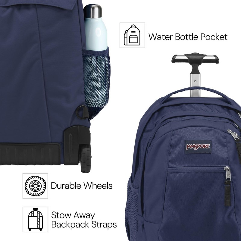 Driver 8 Wheeled Rolling Backpack with 15-Inch Laptop Sleeve, Black Elegance gallery