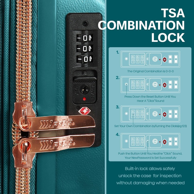 Expandable Lightweight PP Hard Shell Luggage Suitcases with Wheels & TSA Lock gallery