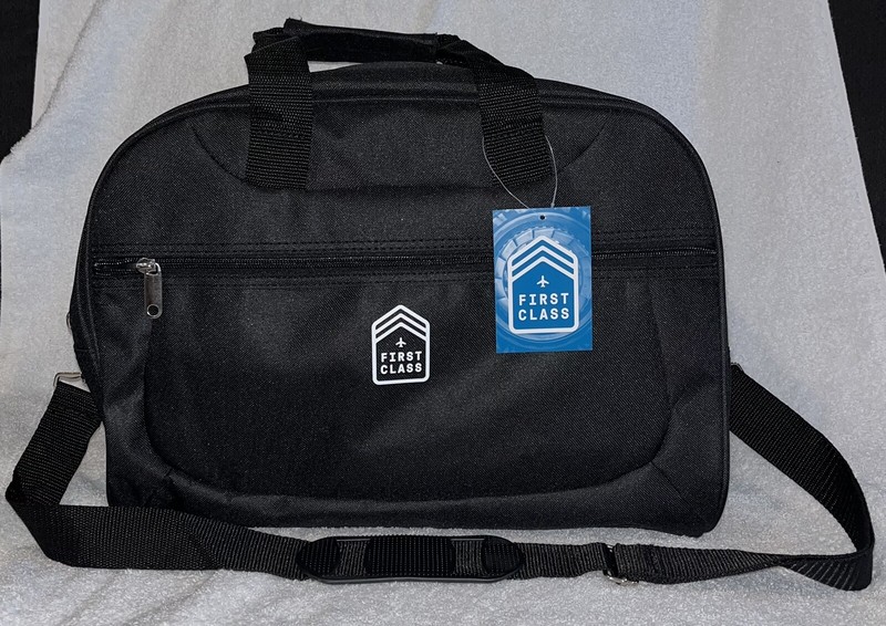 First Class 16” Boarding Duffle Bag With Shoulder Carry Strap Black Carry On NWT