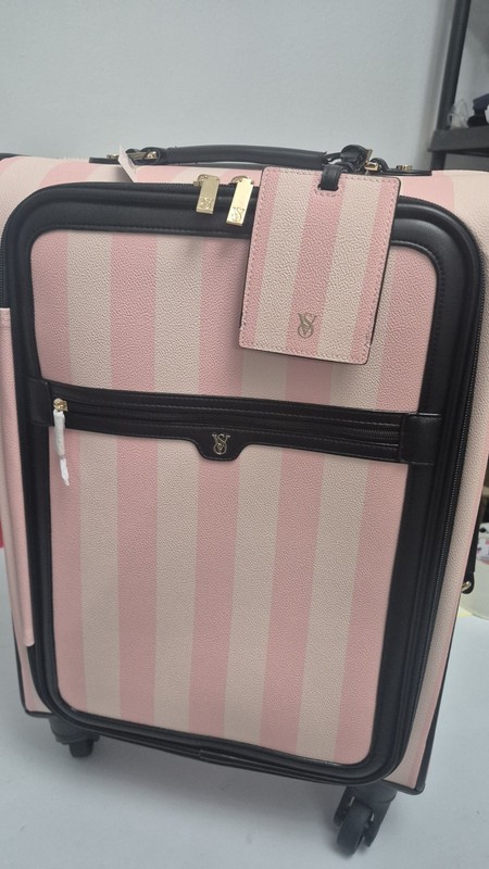 Victoria’s Secret Iconic Pink Stripe Carry On Luggage