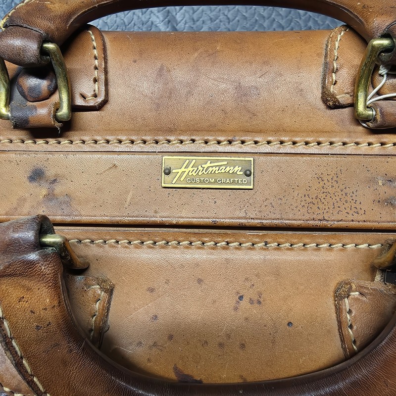 Hartmann Custom Crafted Leather Suitcase Brown Vintage ****AS IS / REPAIR****
