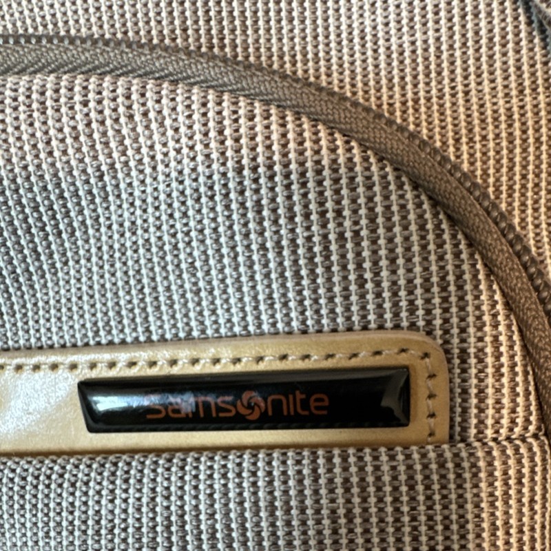 Samsonite Beige & Tan Solid Polyurethane Messenger Bag Adjustable Shoulder Strap gallery