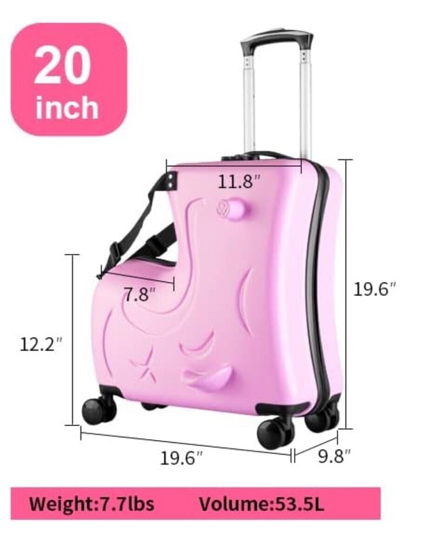 20 Inch N-A AO WEI LA OW Kid’s Ride on Suitcase Luggage w Spinner Wheels Aoweila