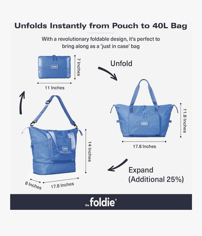 The Foldie® 4.0 Travel Duffle - Water Resistant - Expandable Bottom - Azure gallery