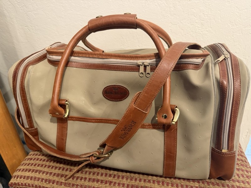 VG Used King Ranch Canvas Armstrong Safari Leather Trim Tote Duffle Bag Travel
