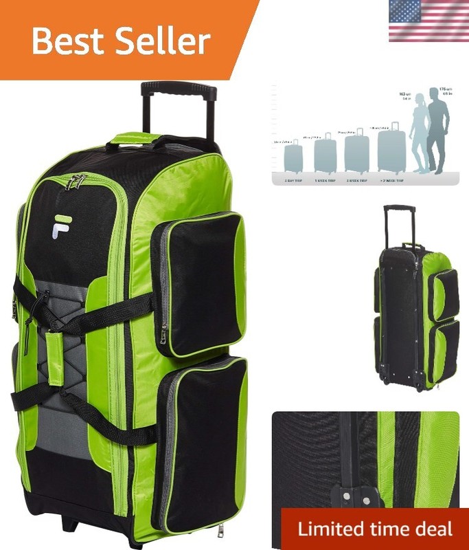 32″ Lightweight Rolling Duffel, NEON Lime, One Size