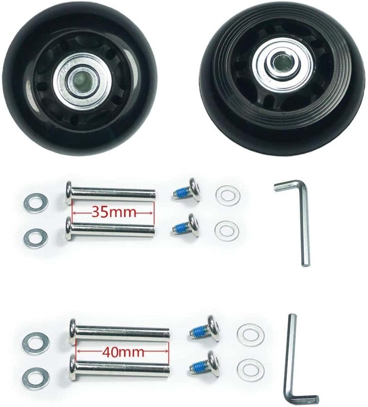 Compact Replacement Wheel Kit for Luggage & Skates - Includes Axles & Tools gallery