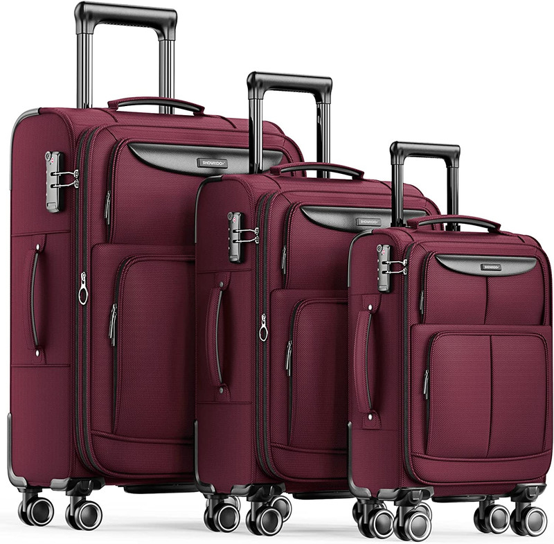 Luggage Sets 3 Piece Softside Expandable Lightweight Durable Suitcase Sets Doubl