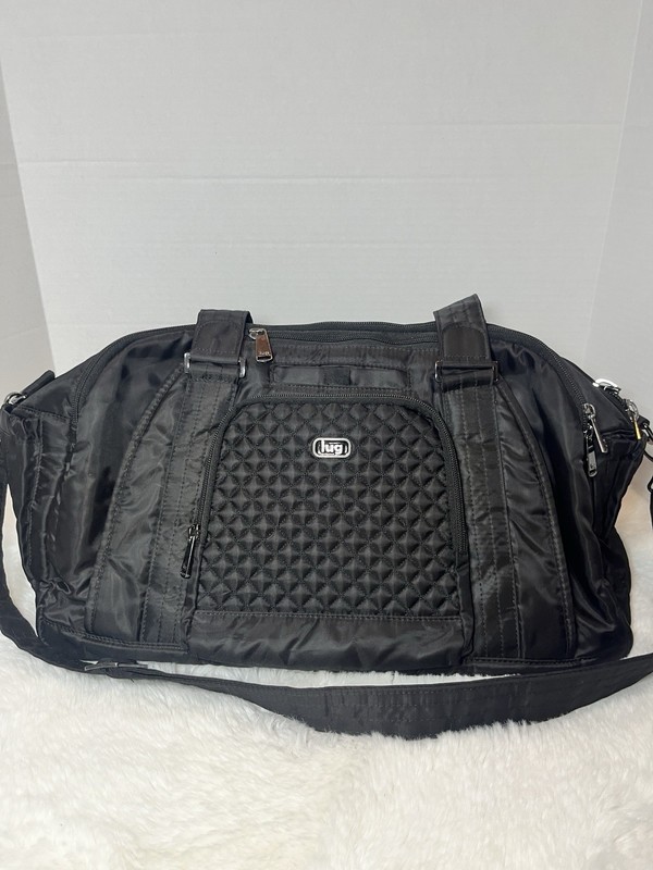 LUG Propeller Quilted Duffel Bag- Black, Gym Bag/ Carry On/ Weekender/Overnight