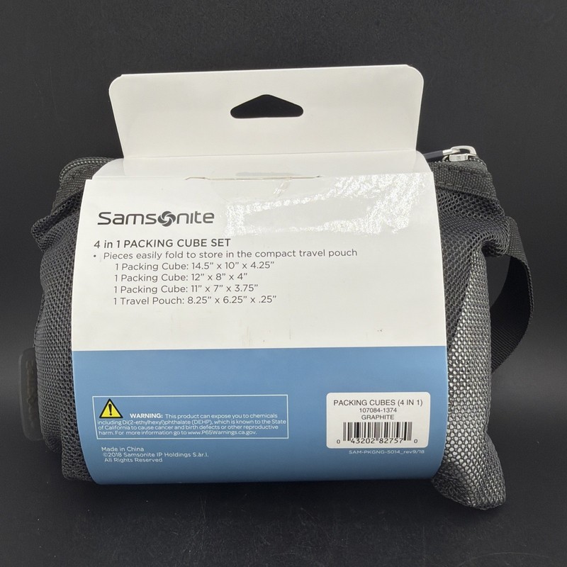 NEW Samsonite 4 Packing Cube Set - Graphite Gray - Four Sizes 2018 107084-1374 gallery