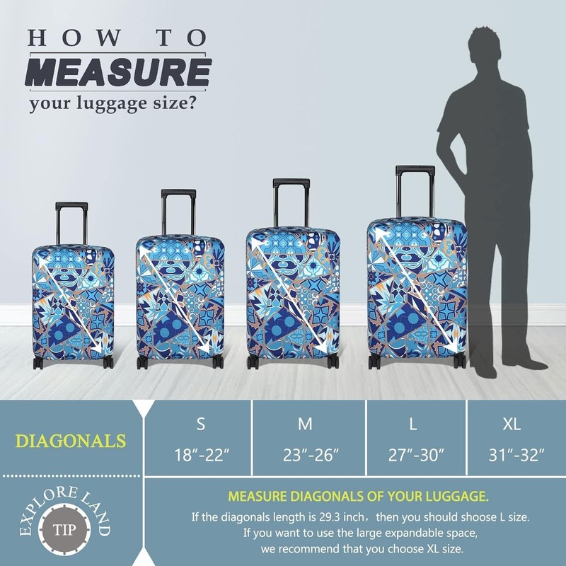 Durable Scratch-Resistant Cover for 23-26 Inch Suitcases in Portuguese Tiles gallery