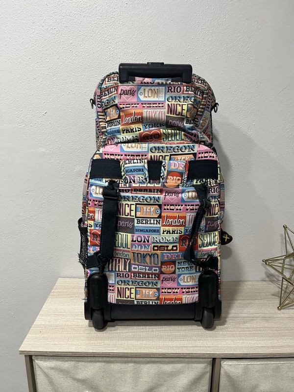 Kipling Hello Weekend Rolling Backpack & Miyo Lunch Bag Set - City Print Travel gallery