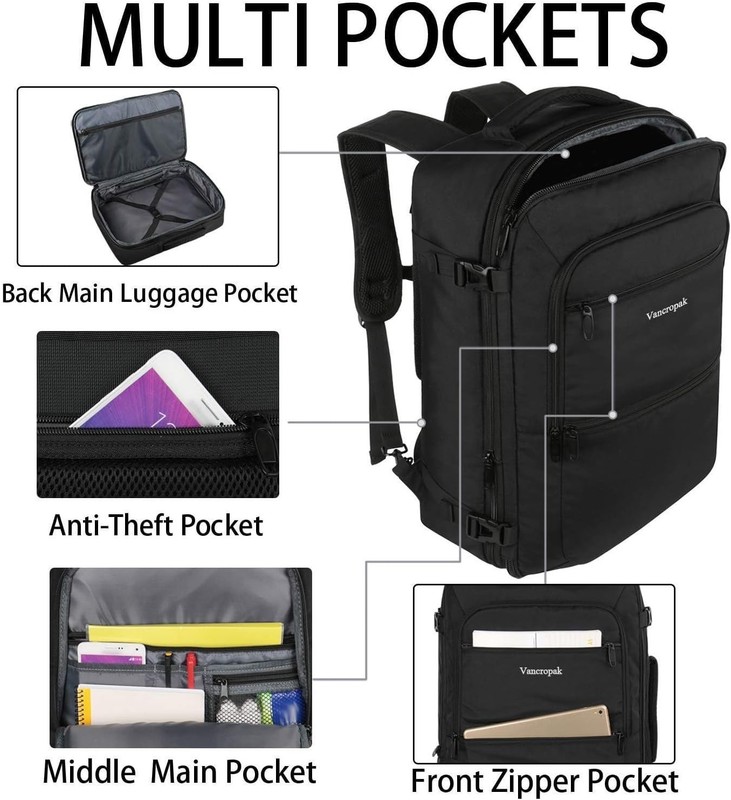 Carry On Backpack, 40L Expandable Extra Large Travel Backpack, Flight Approve... gallery