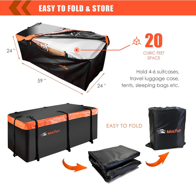 Hitch Mount Cargo Carrier Bag Soft Shell 100% Waterproof 19.7 Cubic Feet (59" 24 gallery