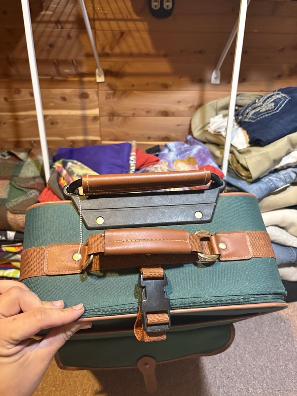 Polo Ralph Lauren Rolling Travel Bag Green Canvas Suitcase Luggage Vintage gallery