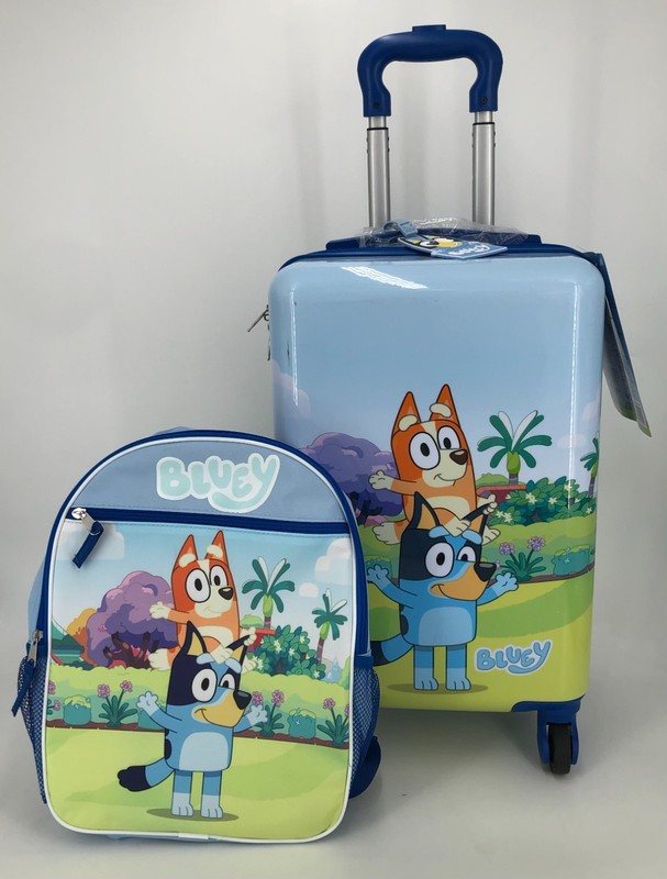 Bluey Kid’s Licensed 2 Piece Luggage Set Wheeled Hardside Case Backpack Tag