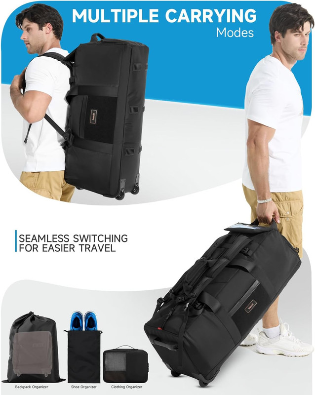 Spacious Waterproof Rolling Duffle Bag with Wheels & Shoe Compartment gallery