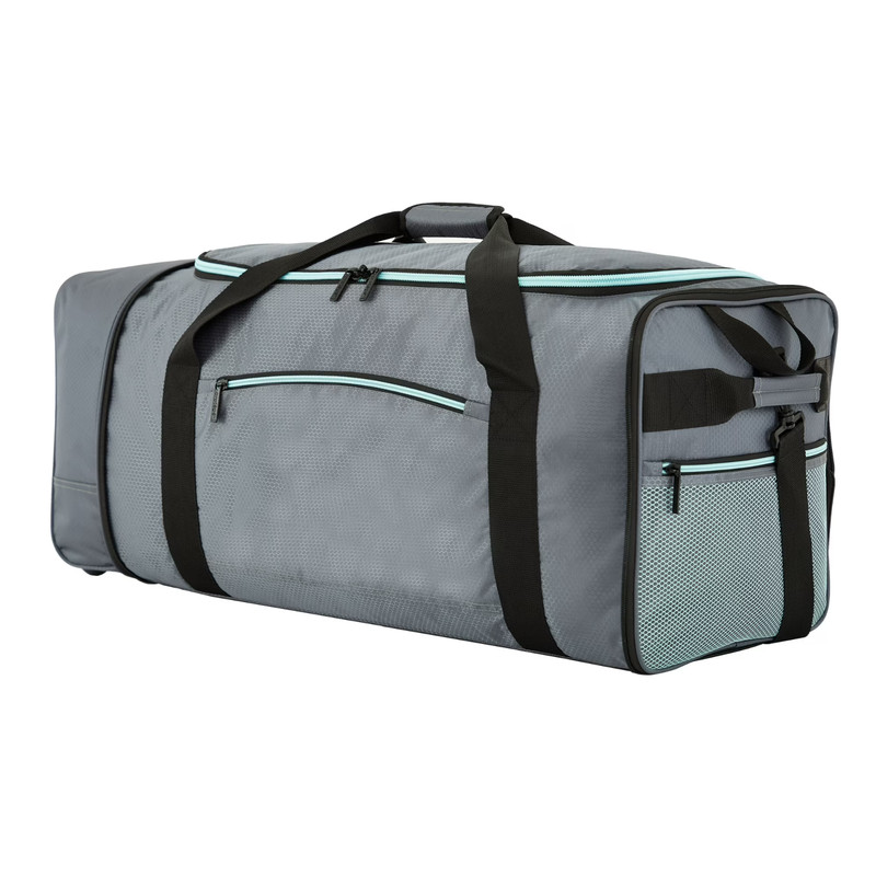 Protege 32-inch Large Compactible Gray Rolling Duffel Bag for Travel