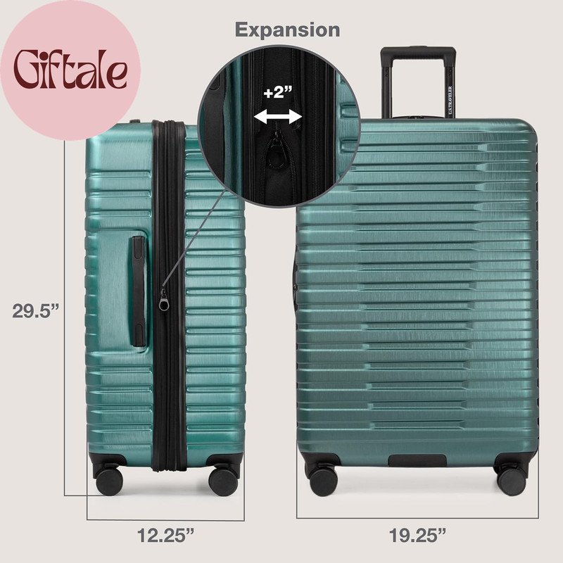 Boren Expandable Hardside Rugged Travel Luggage with 8 Spinner Wheels, Teal, Che gallery
