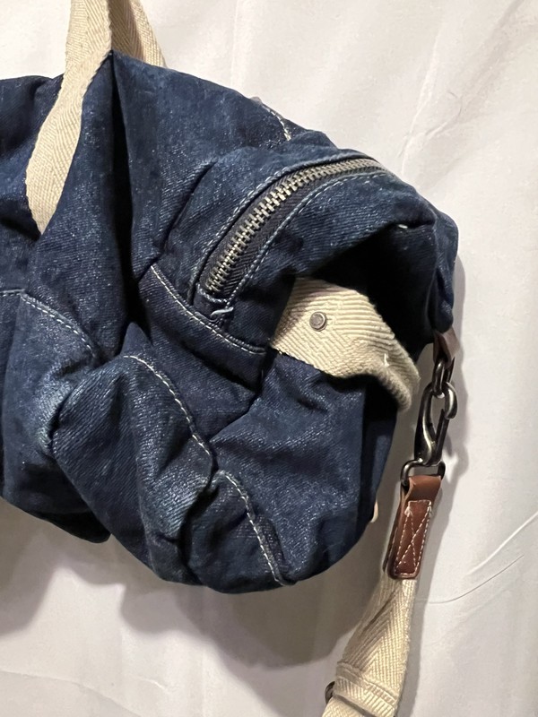 Steve Madden Denim Duffle Bag Carryon Large Blue Adjustable Strap Weekender Nice gallery