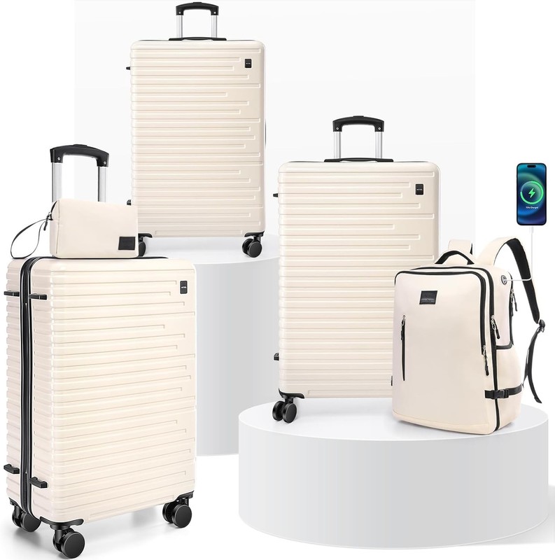 3/5 Piece Luggage Set Expandable ABS+PC Hardshell Carry on with Spinner & TSA