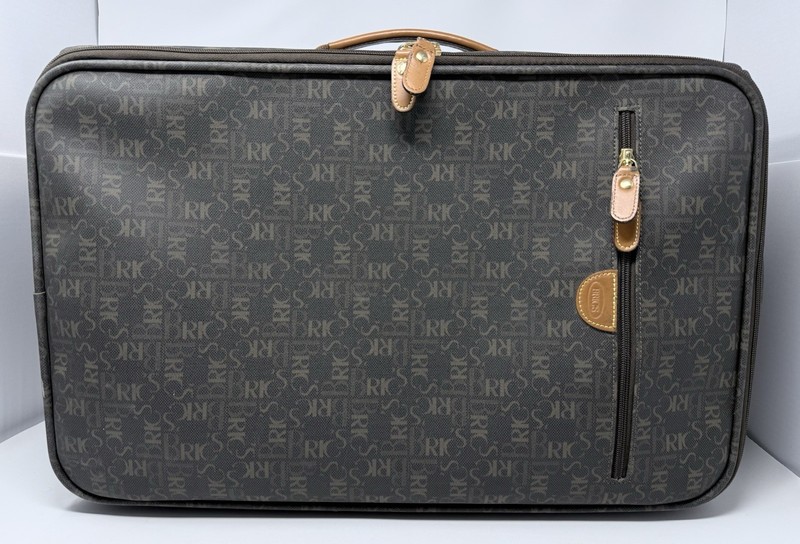 BRICS Luggage Brown Logo Print 22″ With Wheels Suitcase Luxury Designer Cary On
