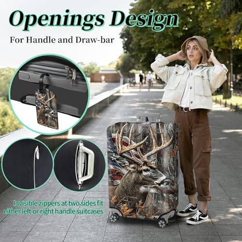 Luggage Coveruitcase Protector + Luggage Tag Traveluitcase S Camo Deer Flag gallery