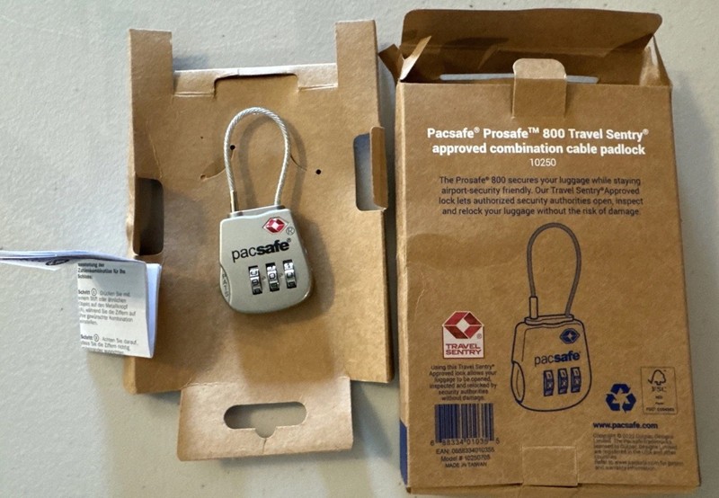 PacSafe® 3-Dial Cable Padlock | Prosafe™ 800 Travel Sentry | 10250 | TSA