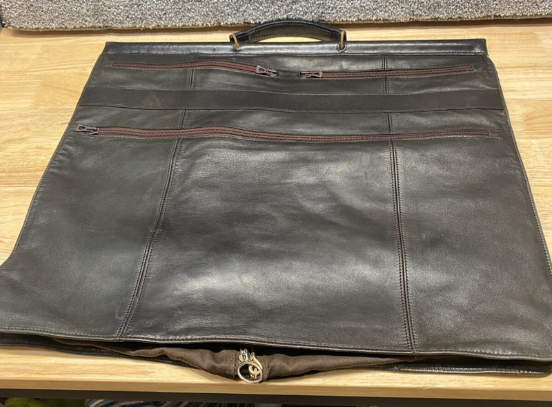 Longchamp Paris Vintage Brown Leather Garment Bag Very Rare