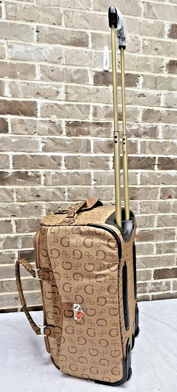 GUESS Cassius Travel Duffle ROLLING WHEELED BAG Mocha Multi Logo Luggage NEW gallery
