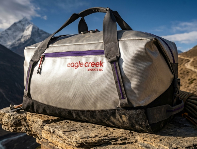 Eagle Creek Migrate 40L Duffel Bag Travel Backpack – Silver/Purple *NEW*