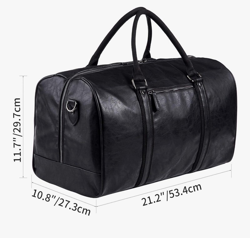 DUFFEL BAG Shoe Pouch Weekender Oversized Travel Leather Carry Black SEYFOCNIA