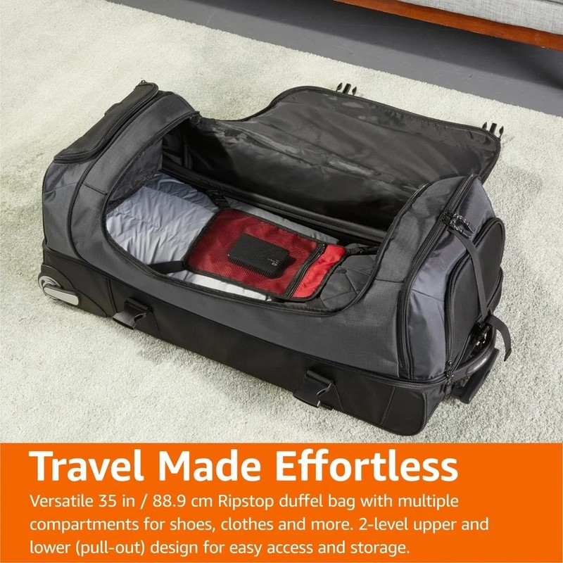 35-inch Large Durable Ripstop Rolling Duffle Bag Wheeled Suitcase gallery