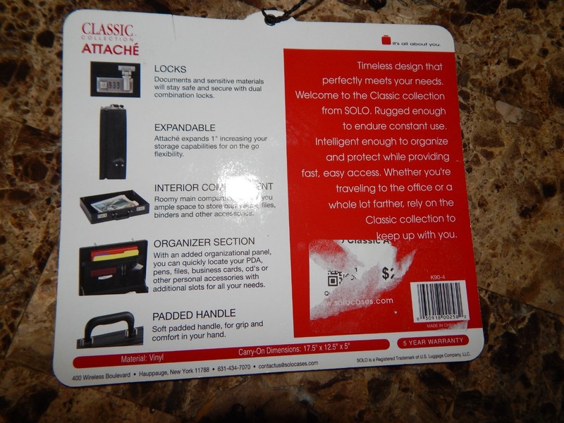 Solo Vinyl Briefcase Combination Locks, Padded Handle, New with Tag, NWT gallery