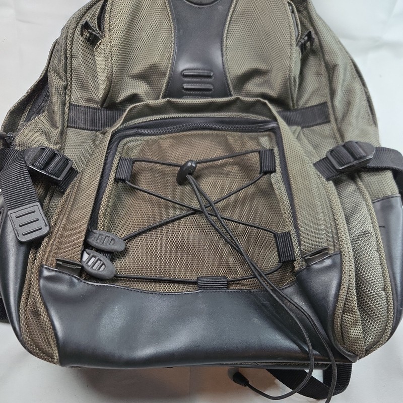 TUMI T2 Backpack Excursion Carry On Travel Bag Ballistic Leather Olive Black gallery