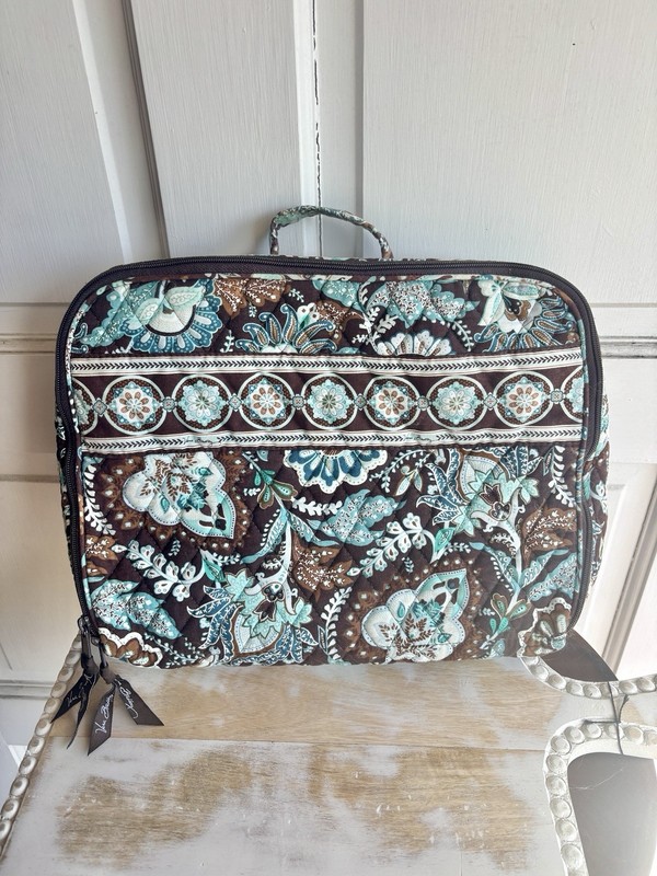 Vera Bradley Retired Java Blue Travel Organizer Cosmetic Toiletry Bag EUC
