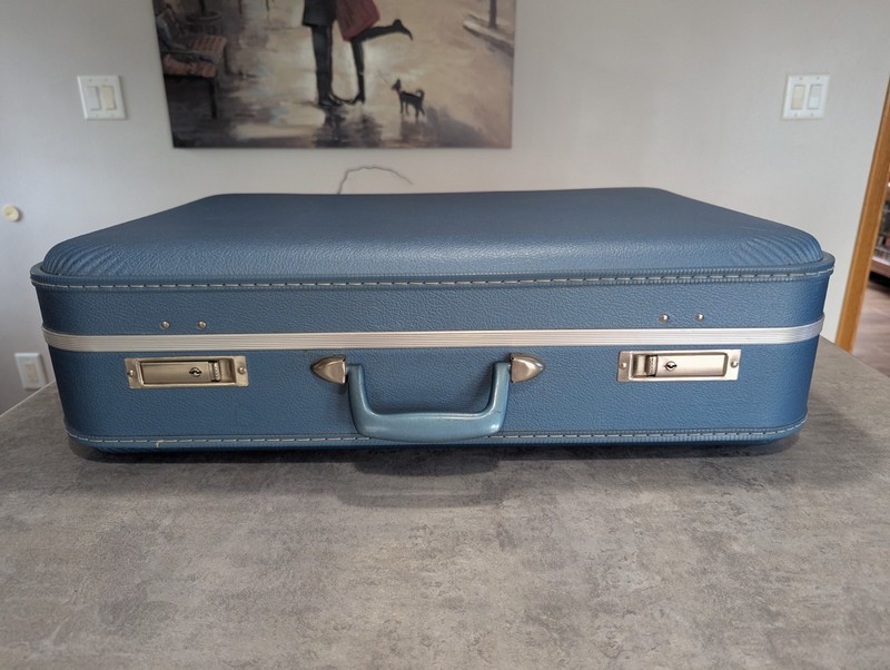 Unbranded Blue Hard Case Travel Luggage Suitcase Clean No Key