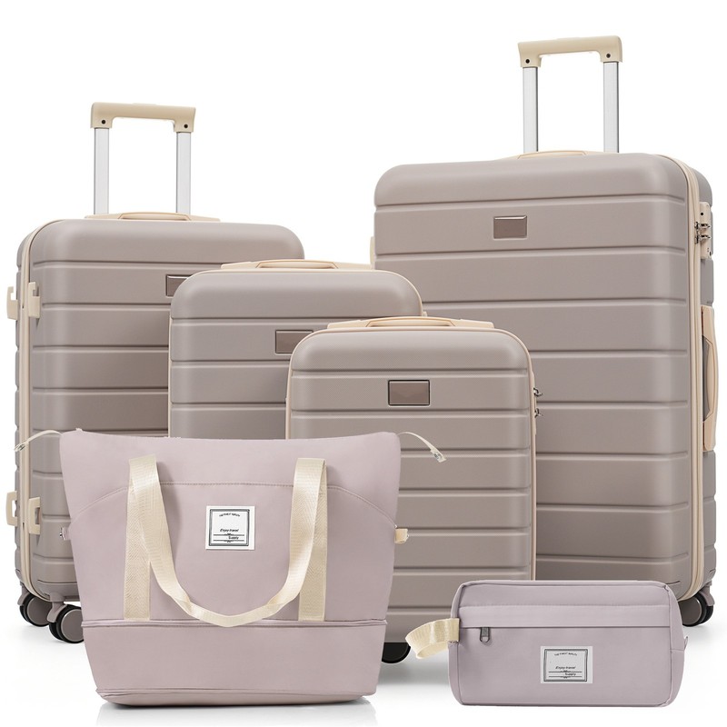 6pc ABS 16/20/24/28 Hardshell Luggage Suitcase Set w/ Duffel Toiletry Bag Light