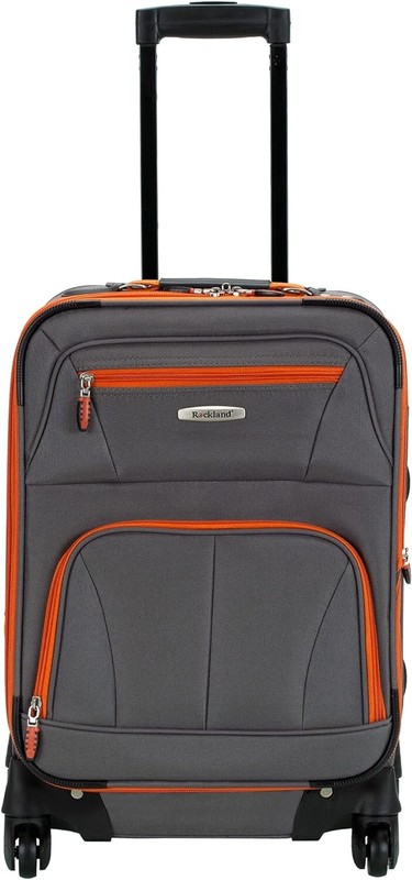 Rockland Pasadena Expandable Softside Luggage Spinner 20″ Carry On Gray